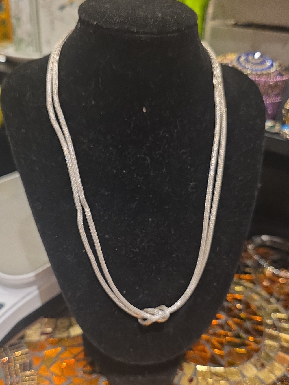 Elegant Silver Multi-Strand Knot Necklace for Women